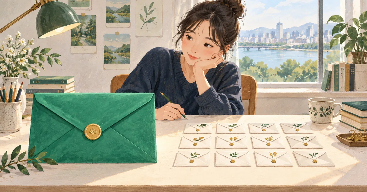 큰 연간 결제 봉투와 작은 월별 봉투를 비교한 모습