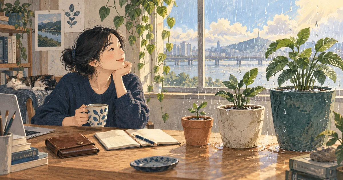 여러 목적의 준비금을 채우는 모습을 비유한 화분