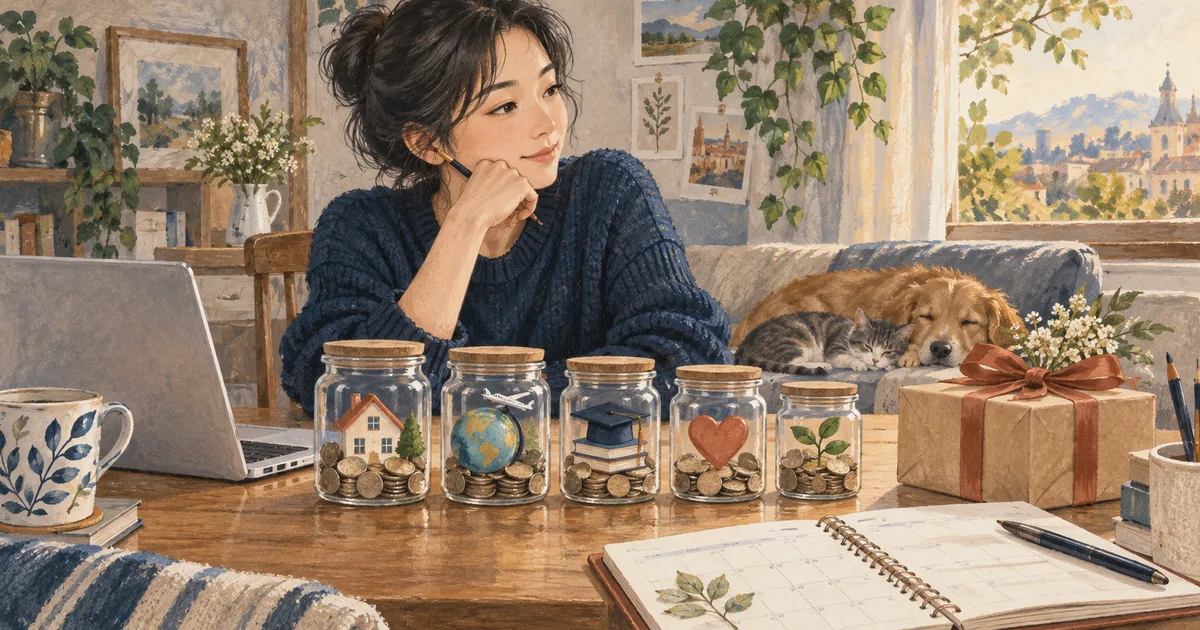 목돈 준비를 표현한 돈 관리 일러스트